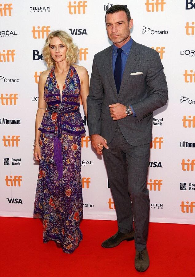Naomi Watts is flawless in a purple neck gown from the Roberto Cavalli