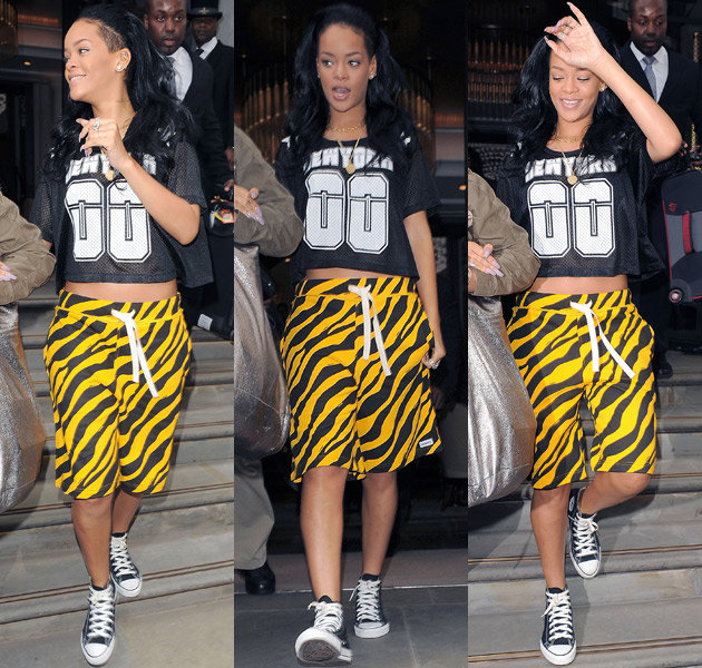 rihanna-leopard-print-shorts-London