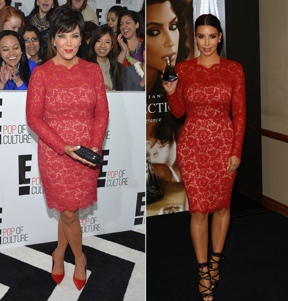 Kris-Jenner-vs.-Kim-Kardashian-in-Valentino%u2019s-Red-Long-Sleeve-Lace-Dress-